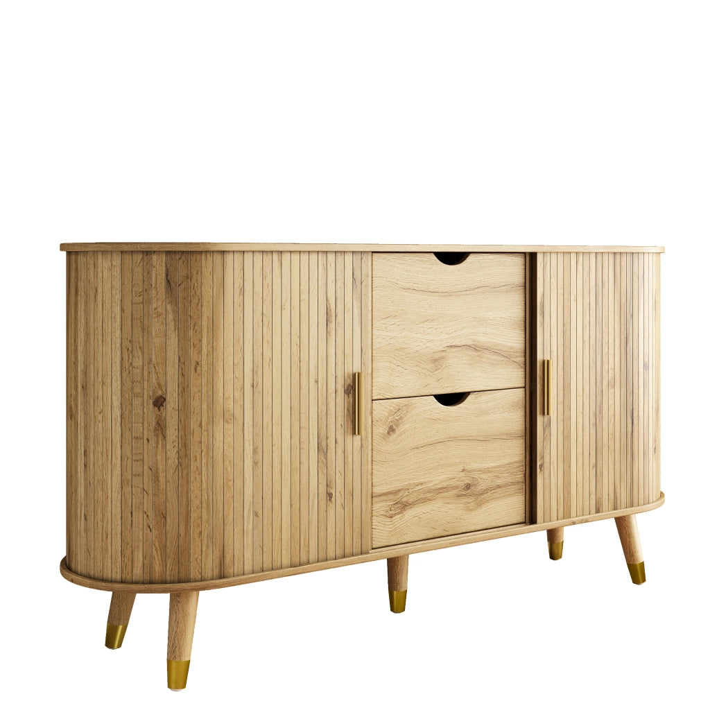 Credenza con 2 cassetti e ripiani regolabili - per soggiorno - in MDF - 140x40x79.5 cm