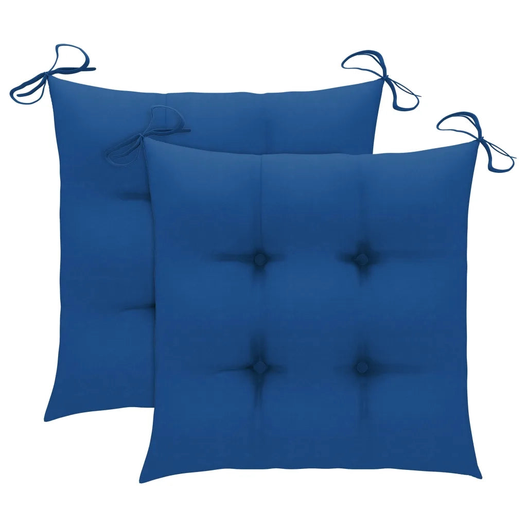 Sedie da Giardino 2 pz con Cuscini Blu in Massello di Teak 3062431