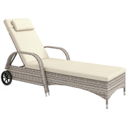 Lettino da spiaggia regolabile con materasso e rotelle ¨C zephmum ¨C grigio chiaro 200x73x30-103 cm