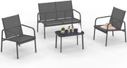 Set di mobili da Giardino TOLEDE Basso a 4 posti con Divano, poltrone e Tavolo Grigio Antracite
