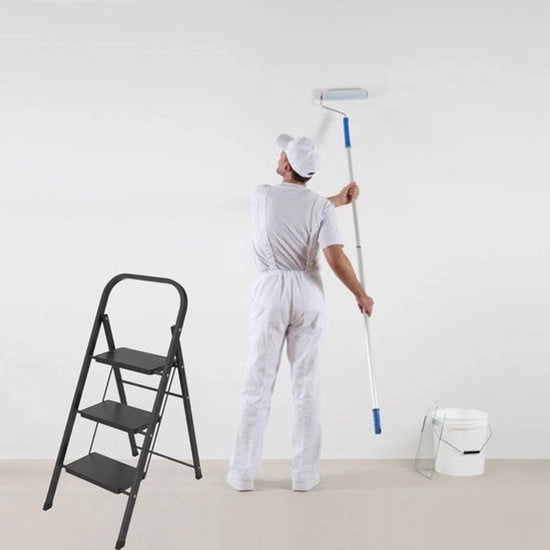 Trappola per cucina pieghevole - bianco/nero - 3 gradini - 97cm - trappola per la casa - ripiegabile