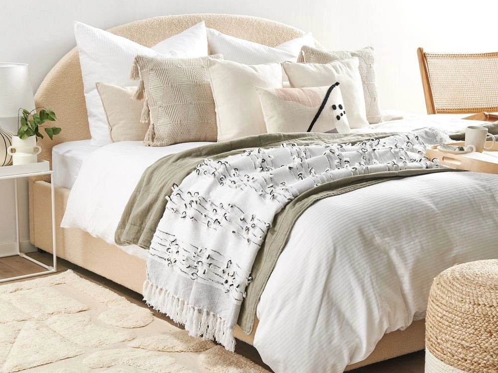 Coperta plaid Grigio Chiaro 130 x 150 cm Copriletto stile Boho