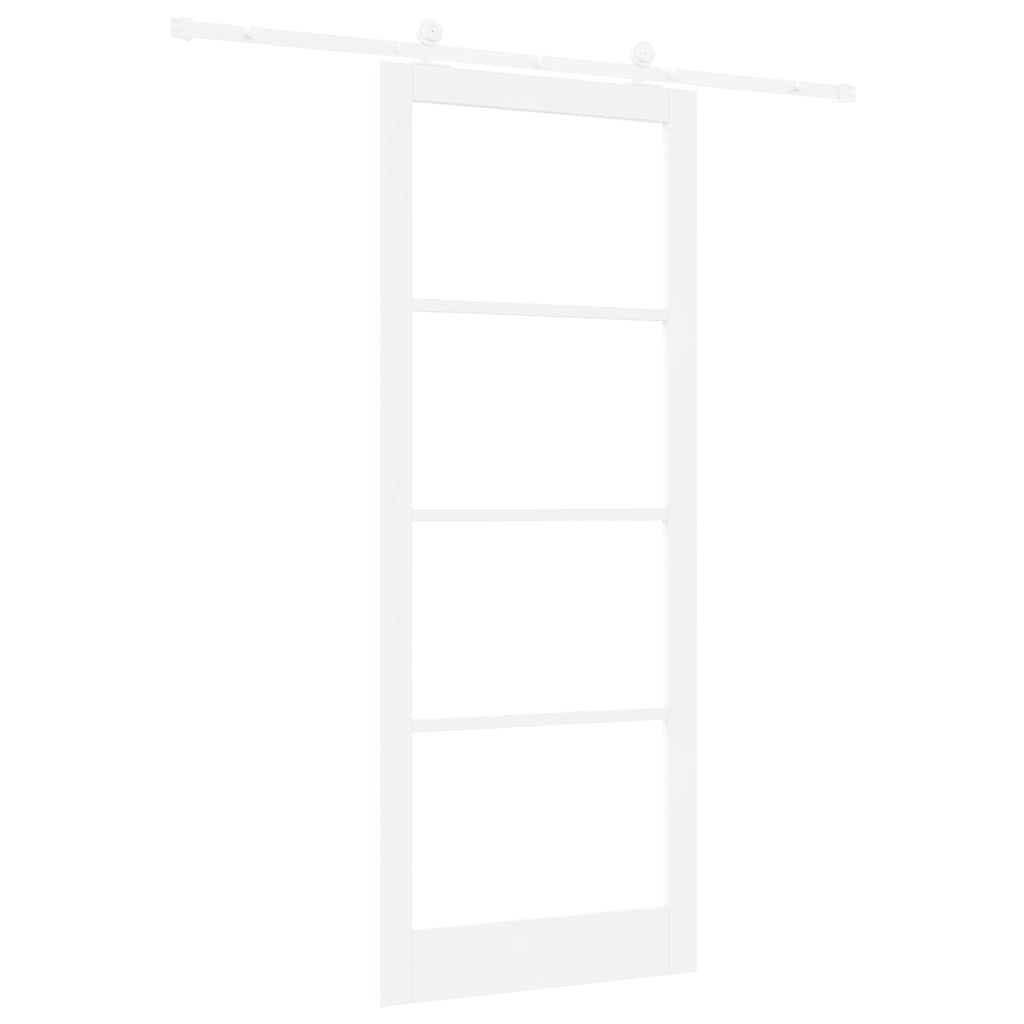 Porta Scorrevole con Set di Accessori 'ORKDAL'Bianco Legno Massello e Vetro