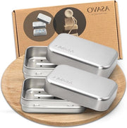 Set di contenitori di sapone in alluminio con coperchio a sfiato estraibile - contenitore di sapone in acciaio inossidabile per viaggi (2 pezzi)