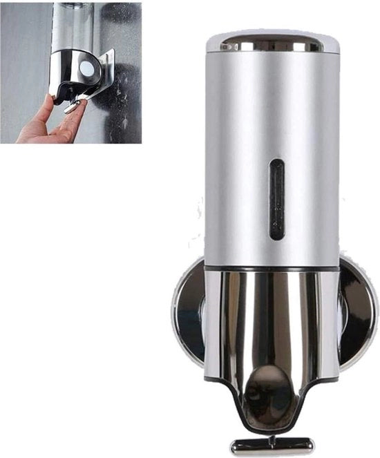 Dispensatore di sapone manuale da applicare alla parete - Dispensatore liquido per shampoo e sapone - Contenitore trasparente - 500ml