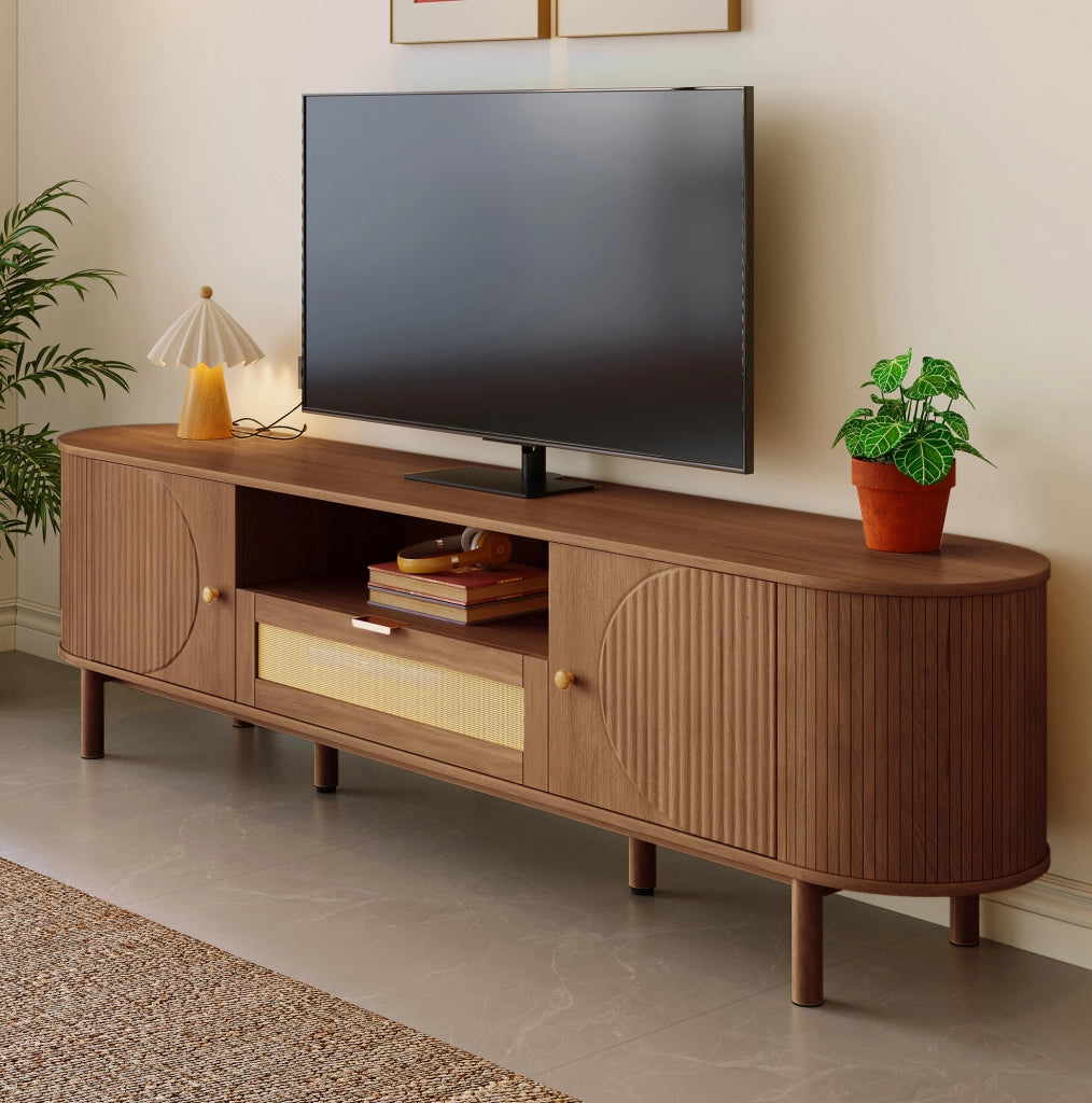 MOBILE TV 175x36x51 cm MDF Noce con ante semicircolari e cassetti