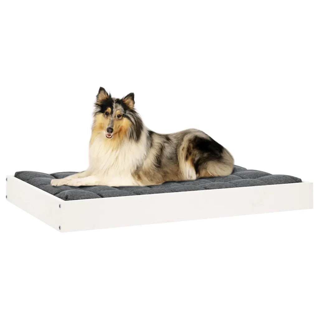 Cuccia per Cani Bianca 91,5x64x9 cm in Legno Massello di Pino 820862