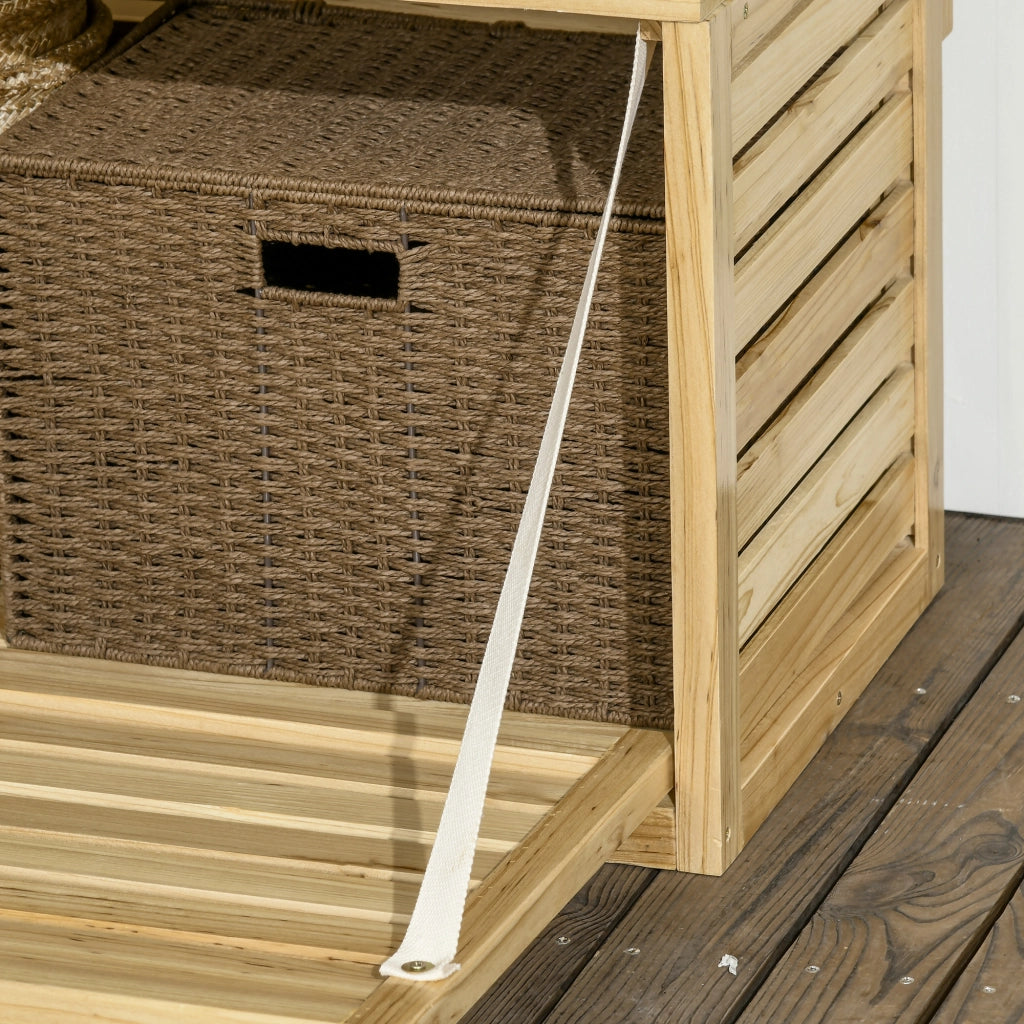 Cassapanca da Giardino 80x45x160 cm con Traliccio e 4 Ripiani con Chiusura Magnetica in Legno