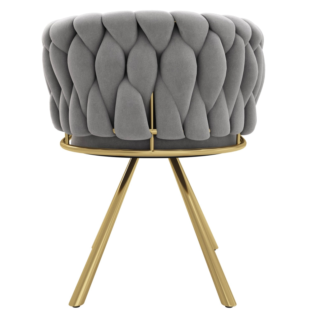 Set di 2 sedie da pranzo girevoli 60.96x60.96x57.79 cm con schienale ergonomico in velluto oro e grigio
