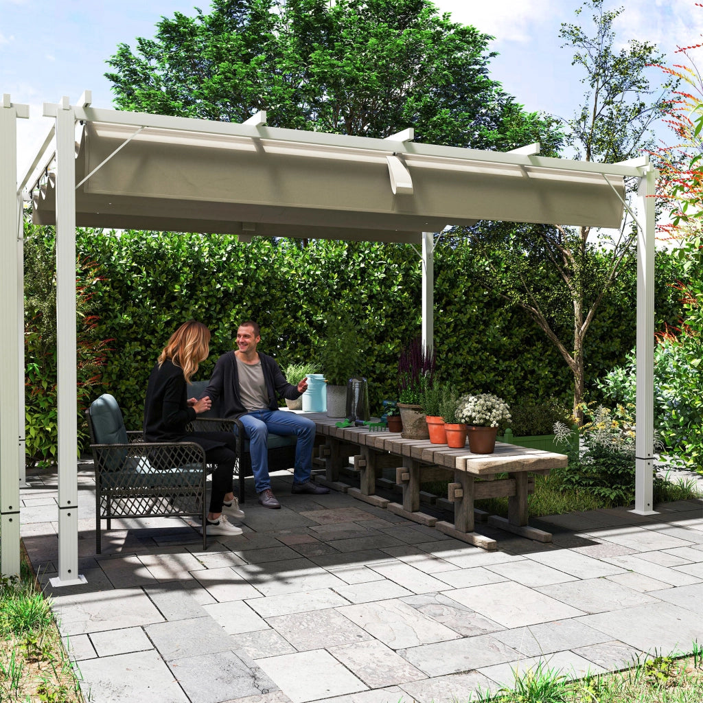 Pergola da giardino ¨C zephmum ¨C alluminio, bianco, 3x4m, toit r¨¦tractable