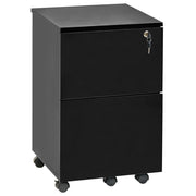 Armadietto in legno massiccio con 2 cassetti e ruote con serratura a chiave nero design moderno