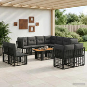 Set Divano da Giardino 12 pz Nero e Grigio scuro polyrattan 3437929