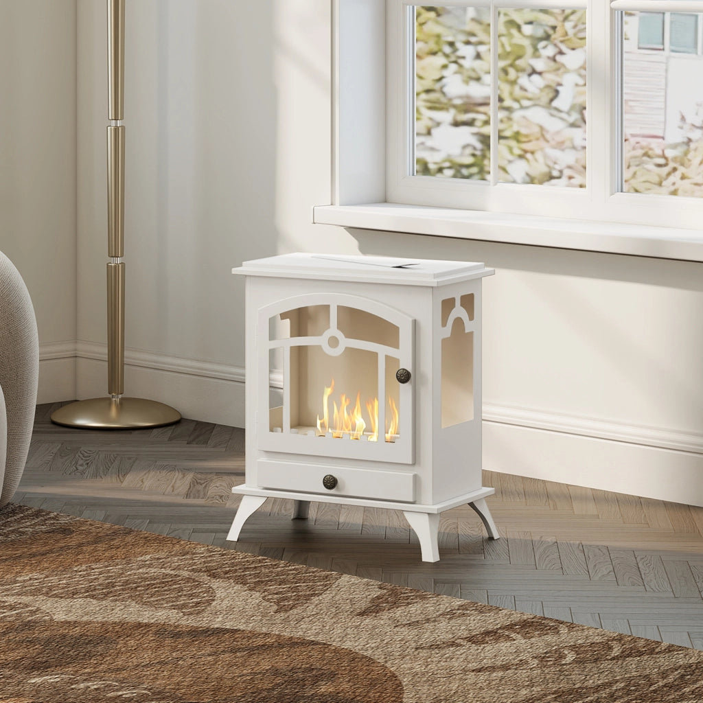 Camino a Bioetanolo da Pavimento con Serbatoio 0,9L ¨C zephmum ¨C 45x28x54cm Bianco