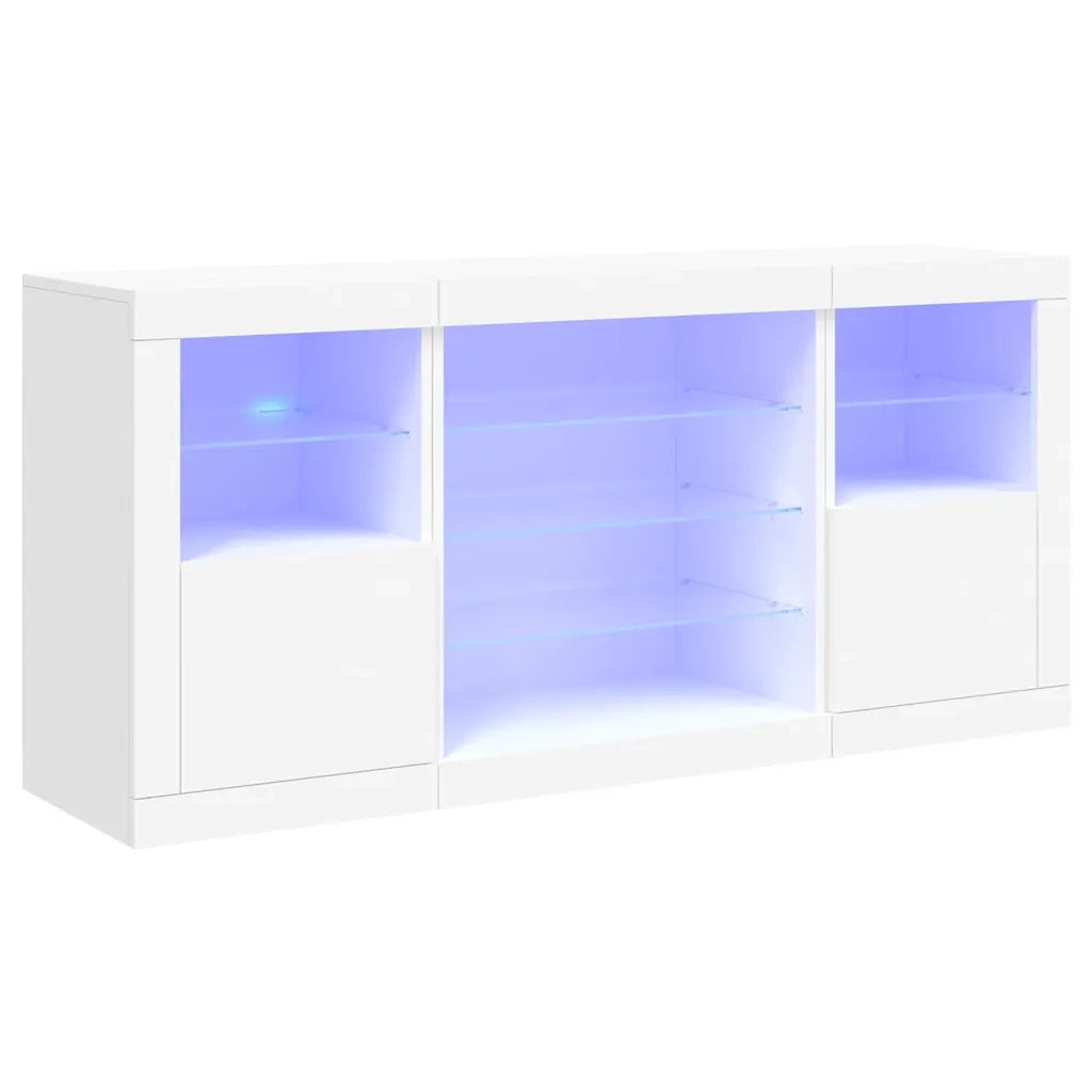 Credenza | Madia | Buffet da pranzo | Armadio da pranzo con Luci LED Bianca 142,5x37x67 cm
