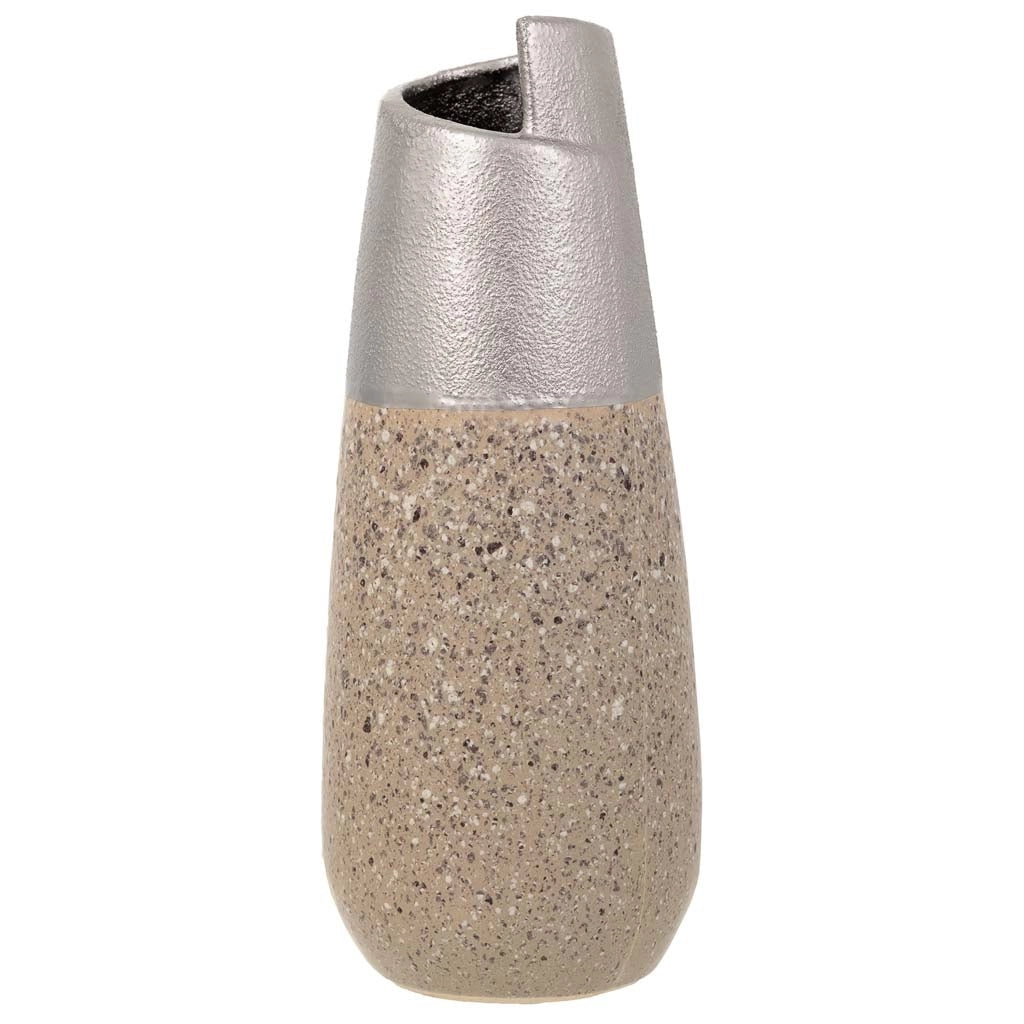 Vaso in ceramica argento 12,5x12,5x28h