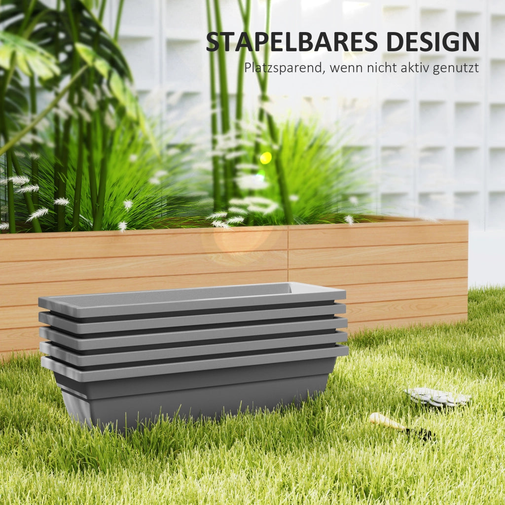 VASI Set da 5 pezzi in plastica grigio 59x21x16 cm impilabili
