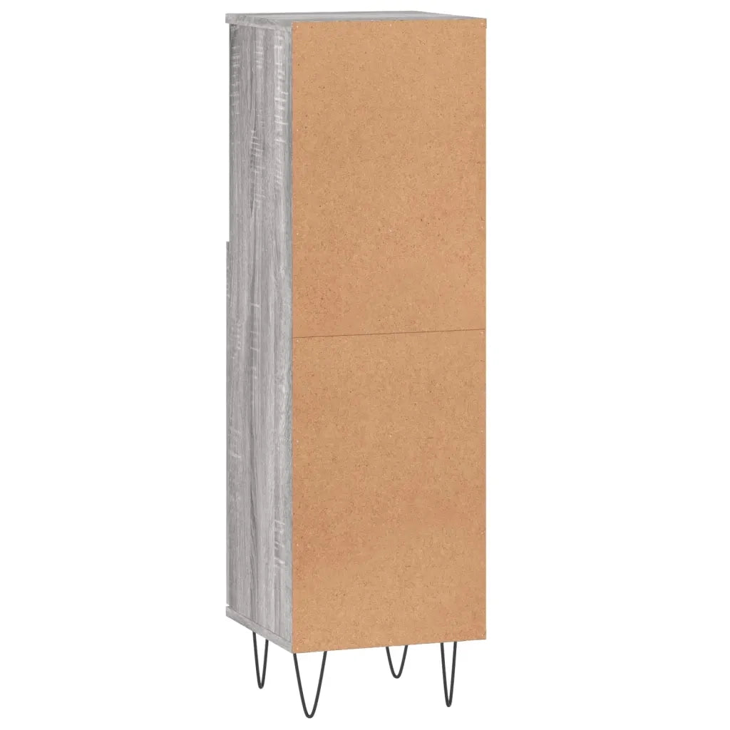 Mobiletto da bagno con 2 scomparti 30 x 30 x 100 cm stile industriale legno composito grigio 02_0049007