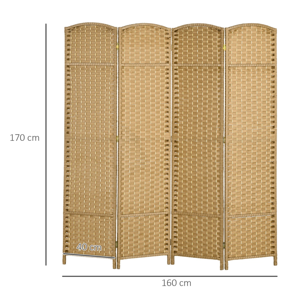 Paravento 4 Ante in Legno ¨C Zephmum ¨C Naturale 160x170 cm