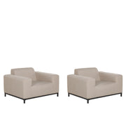 Set di 2 poltrone da giardino tessuto beige gambe alluminio Nero tappezzeria per interni ed esterni mobili resistenti agli agenti atmosferici