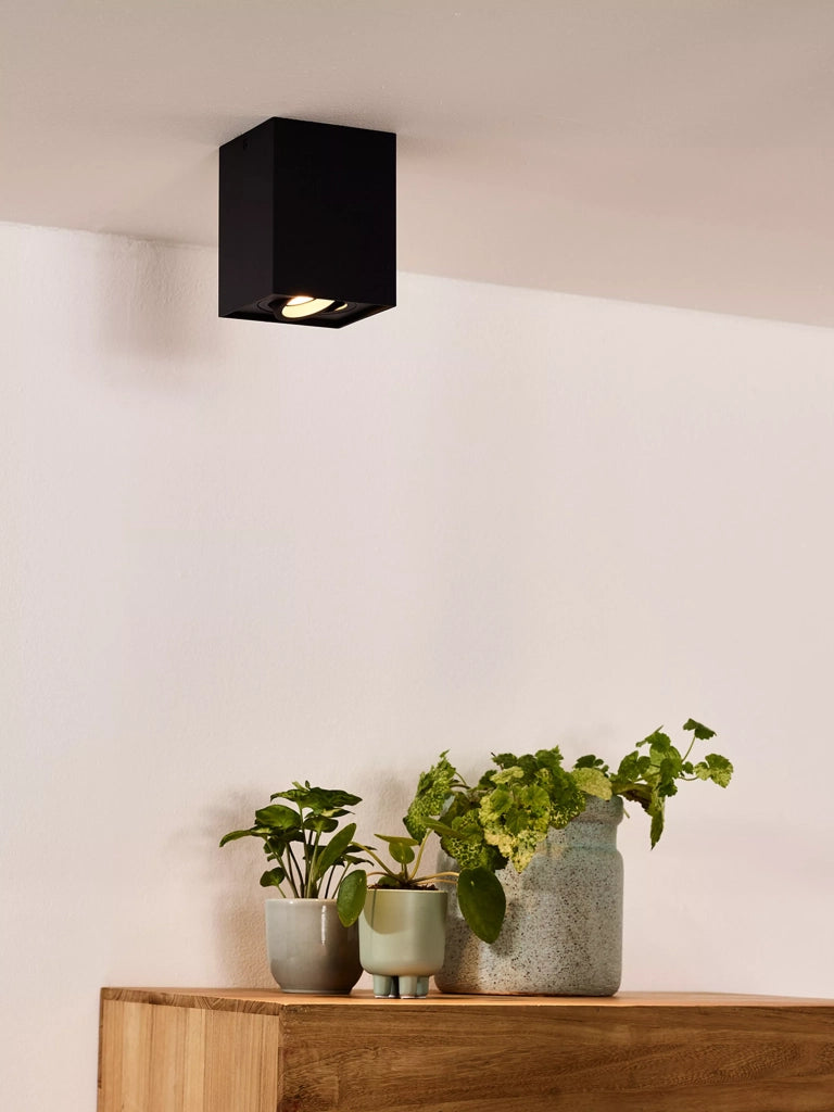 Spot soffitto quadrato nero orientabile GU10 Lucide Tube