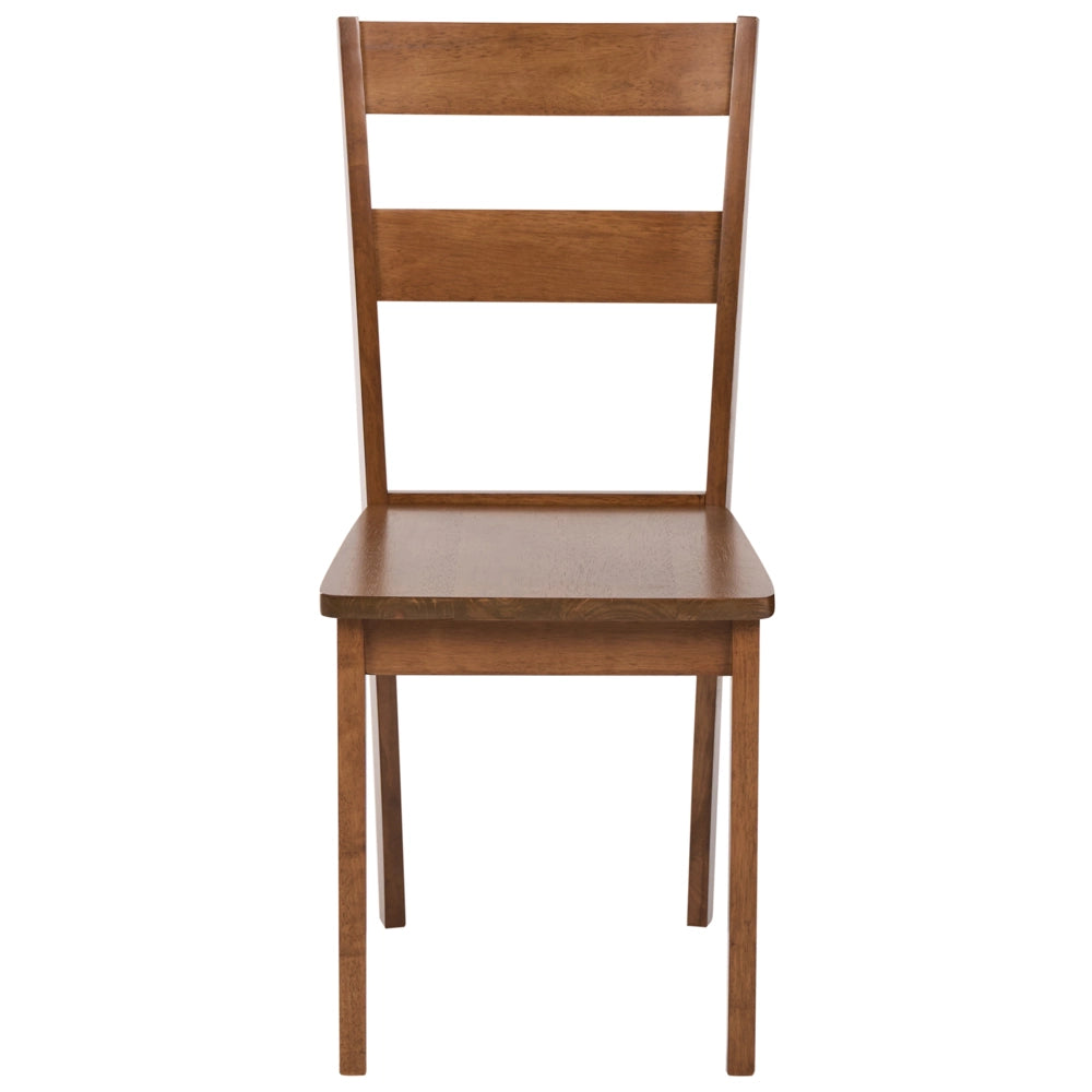 Set di 2 sedie da pranzo in stile cottage con schienale a doghe in legno di gomma marrone