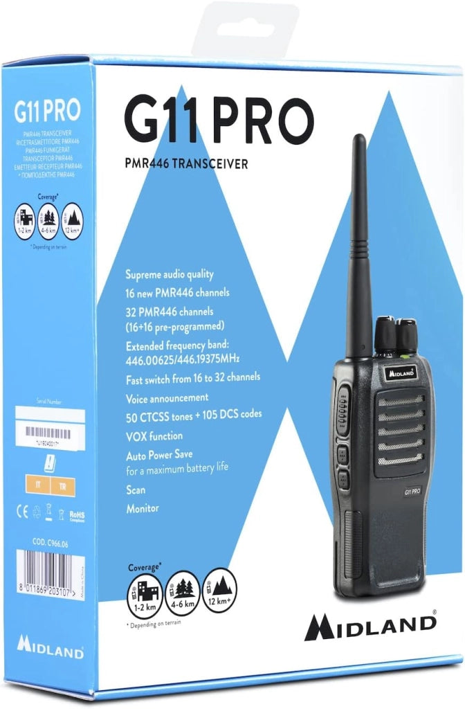 Ricetrasmettitore Walkie Talkie Midland G11 Pro C966.06