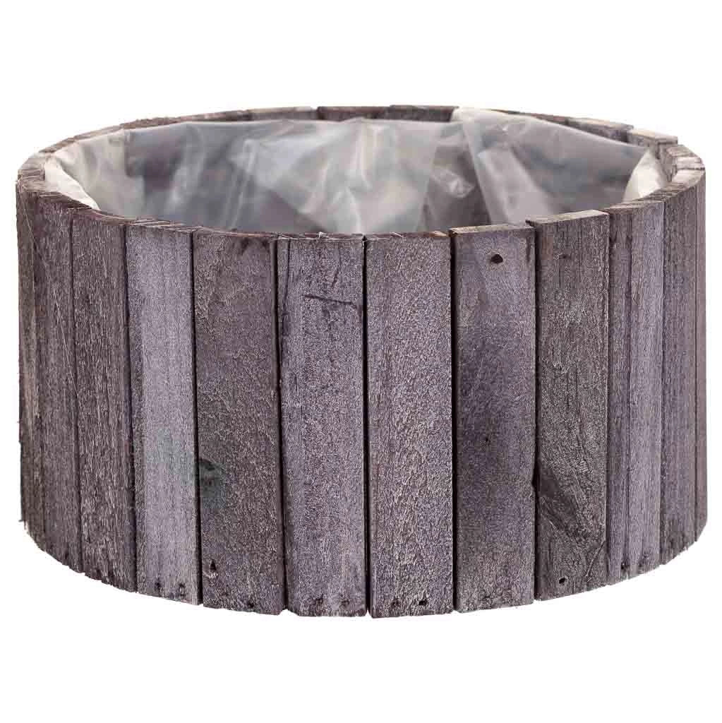 Set di 2 cestini rotondi in legno grigio