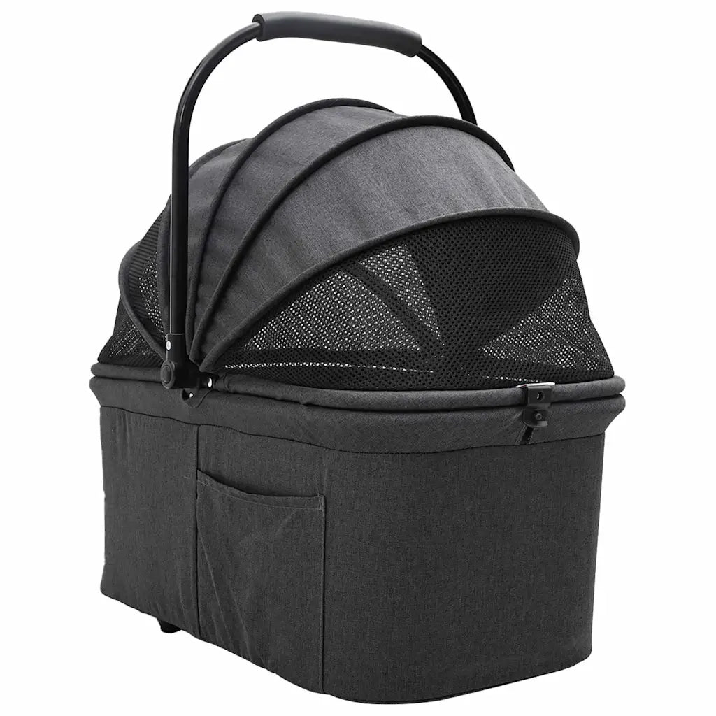 vidaXL Passeggino pieghevole per animali Nero 81 x 47 x 99 cm