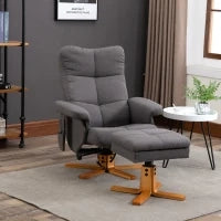 Poltrona Relax con Poggiapiedi, Inclinazione a 145°, in Poliestere, 80x86x99 cm, Grigio