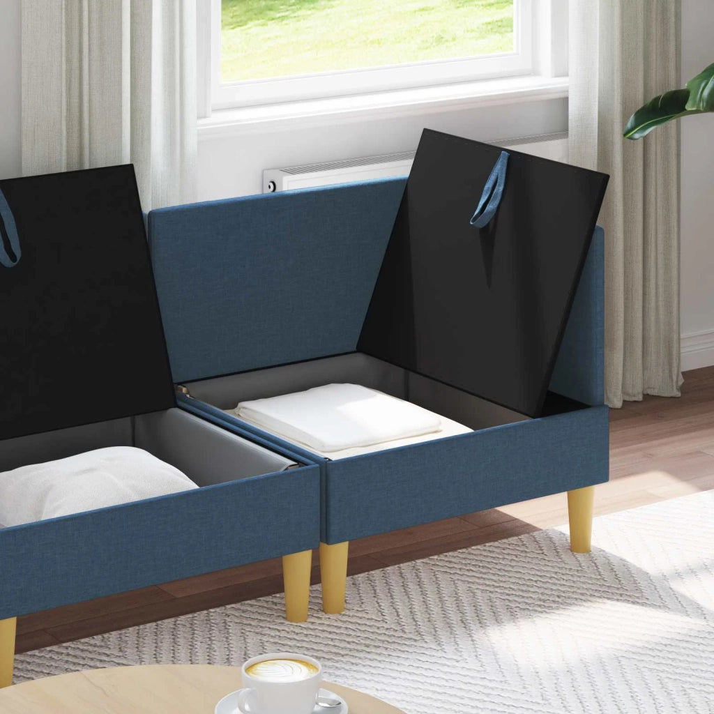 Set di divani modulari con spazio di archiviazione 3 pcs Blu