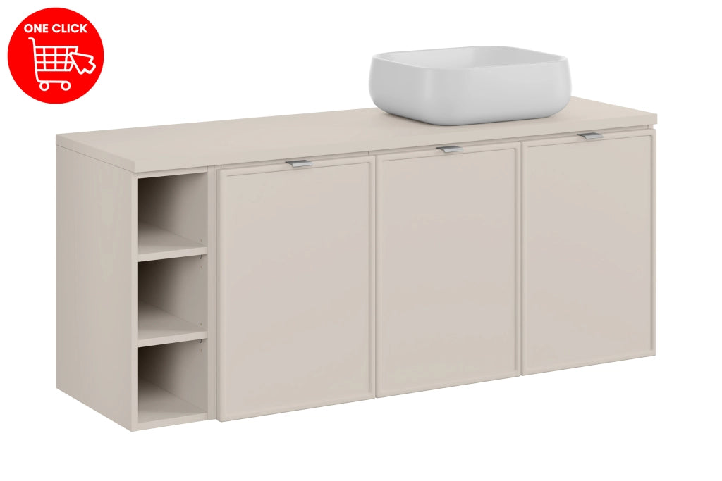 Set mobili bagno 140 cm con piano e lavabo da appoggio Nika Bella Cashmere 140 cm