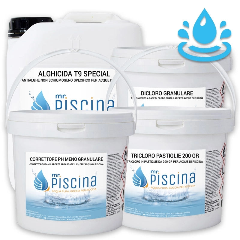 Kit mix per mantenimento acqua piscina Volume piscina: Da 30 a 55 m³