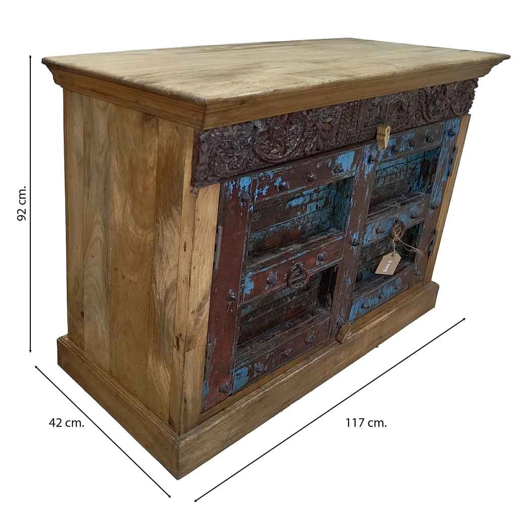 Credenza in legno artigianale 117x42x92h marrone