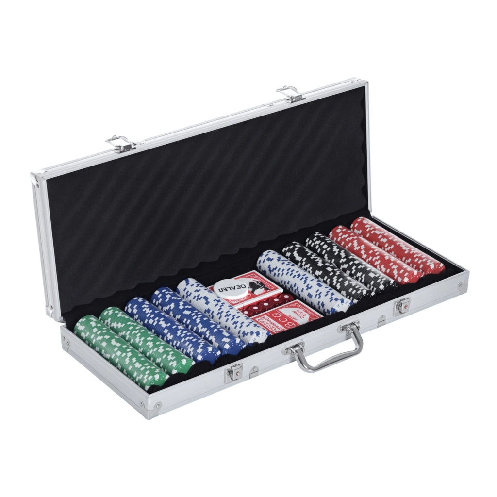 Valigetta Poker Professionale in Alluminio. Set Poker con 500 Fiches e 2 Mazzi per Texas hold'em e Blackjack