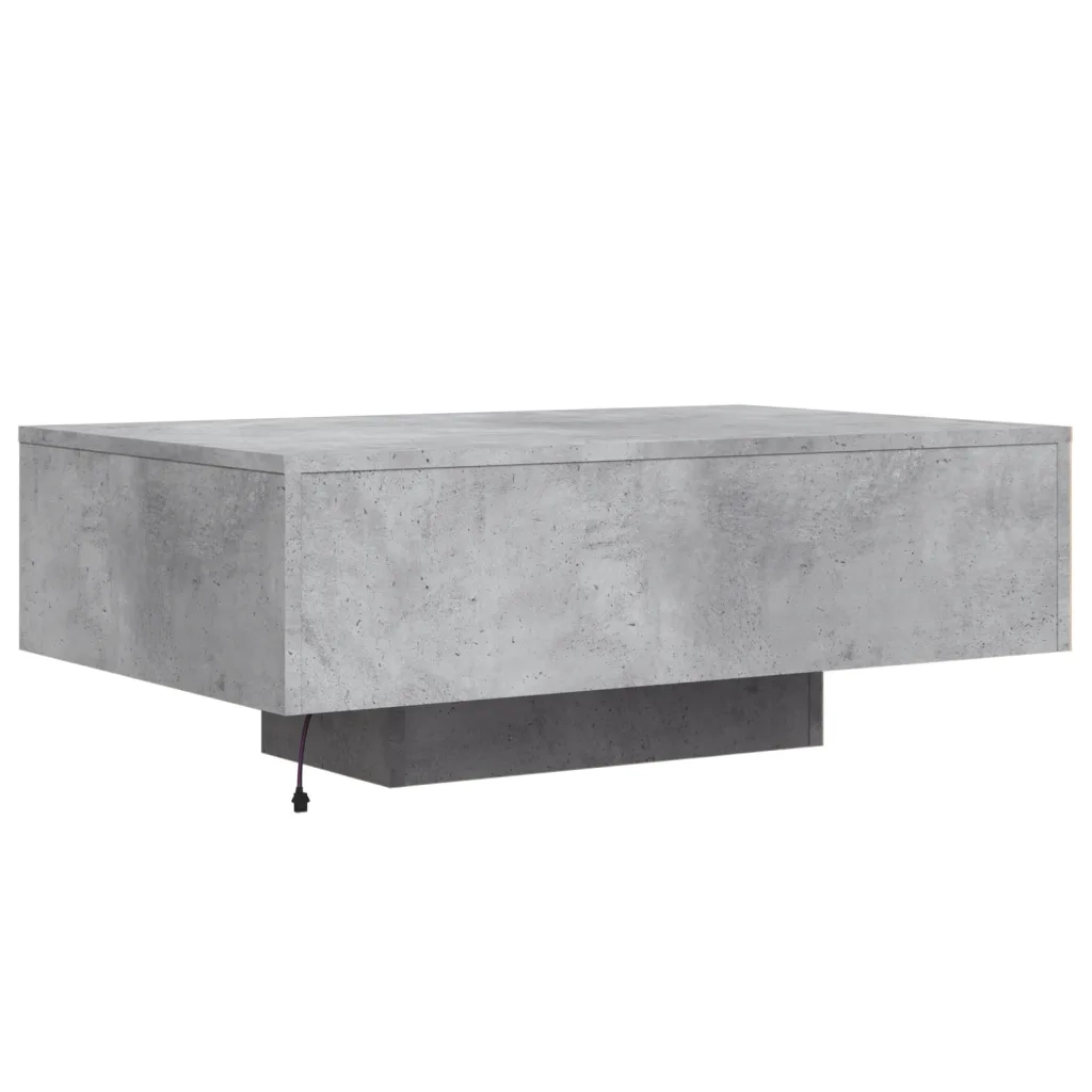 vidaXL Tavolino da Soggiorno con Luci LED Grigio Cemento 85x55x31 cm