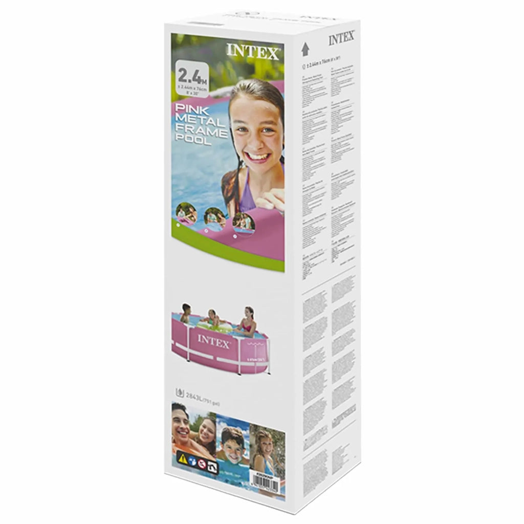 INTEX Piscina da giardino con telaio in metallo sopra il terreno Rosa 42035610
