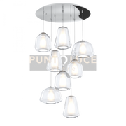 SOSPENSIONE CROMO 8 LUCI TONDA VETRI 2X ALPHA + 3X BETA + 3X GAMMA TRASPARENTI 1176CR-S8 T ABG-TR