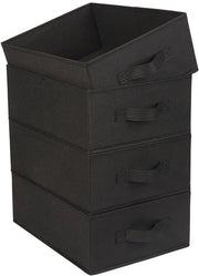 Set di contenitori in tessuto pieghevoli, sistema di organizzazione di carreggiata per abbigliamento, biancheria e accessori, confezione da 4 (nero)