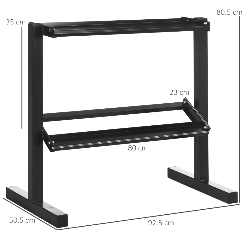 Easycomfort Porta Pesi con 2 Ripiani in Acciaio per Palestra, Casa e Ufficio, 94x52.5x82cm, Nero