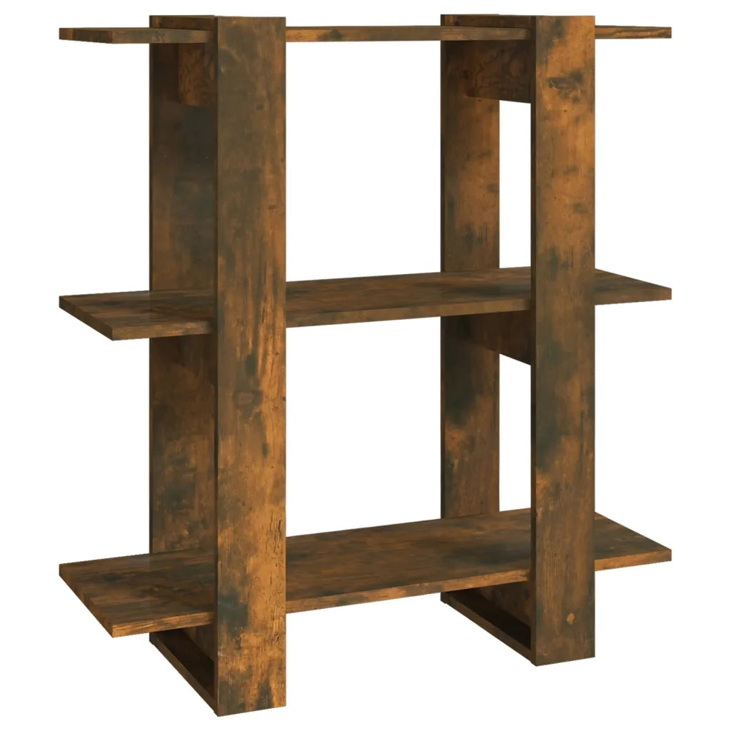Libreria Divisorio-Scaffale per Libri-Mobile di Stoccaggio Rovere Fumo 80x30x87 cm