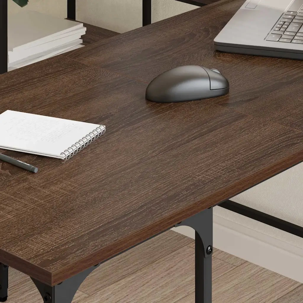 Scrivania Rovere Marrone 139x139x75 cm in Legno Multistrato 837596