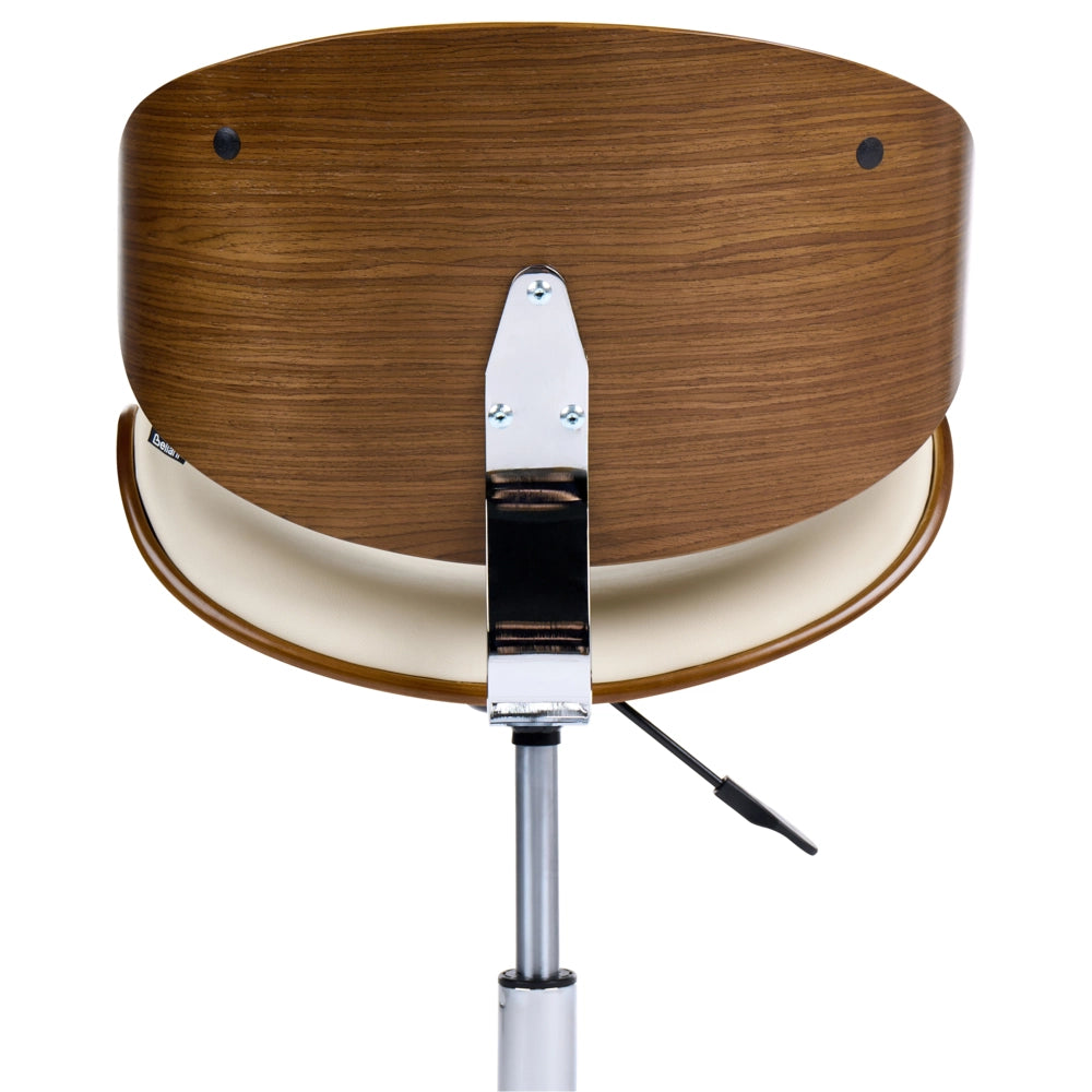 Sedia da scrivania in ecopelle beige chiaro imbottita con sedile regolabile in altezza tramite pistone a gas e base girevole