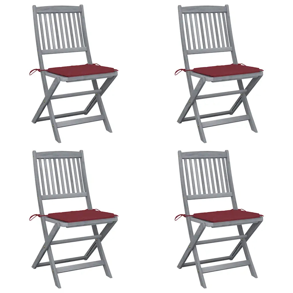 Sedie da Giardino Pieghevoli 4pz con Cuscini in Massello Acacia cod mxl 76016