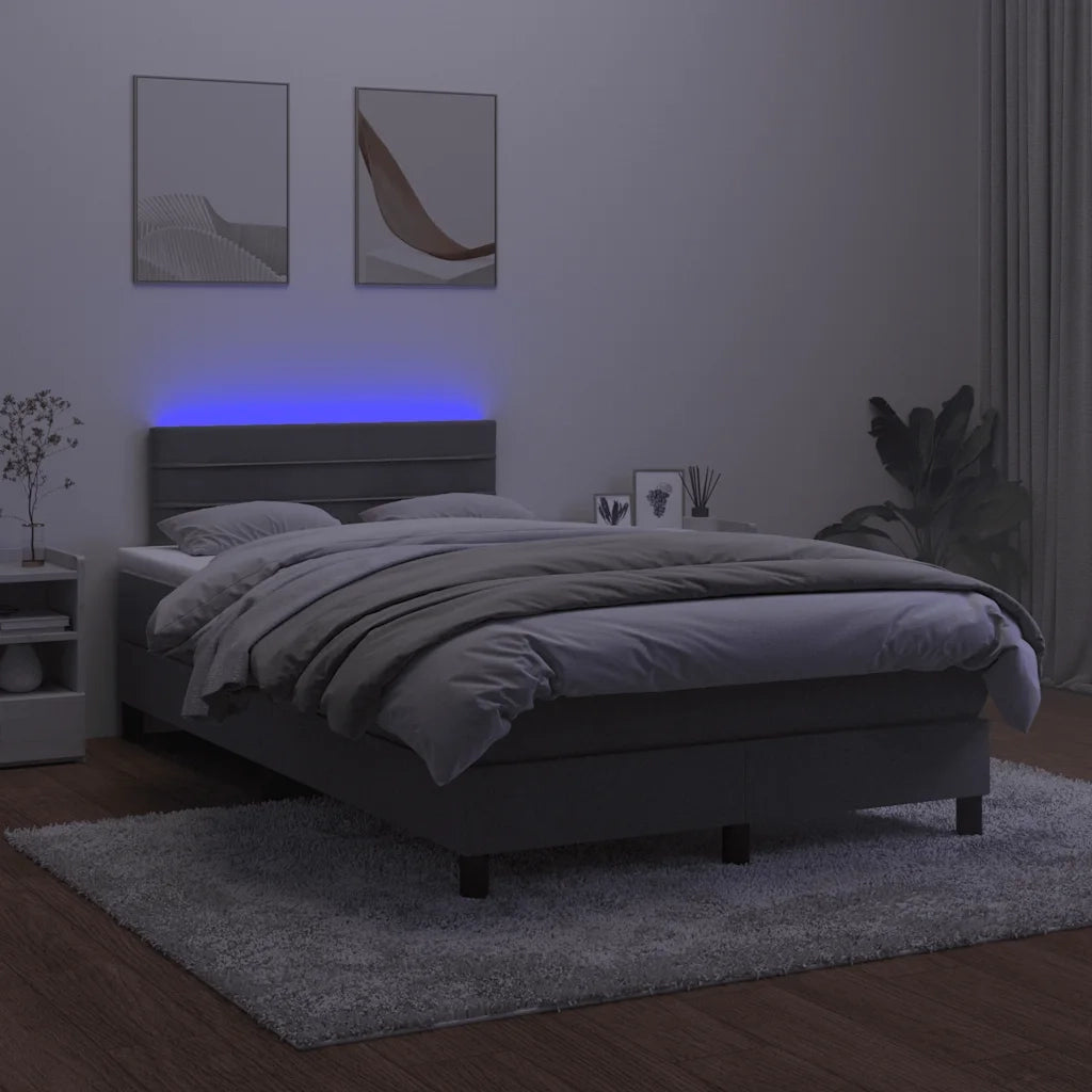 Letto a Molle con Materasso e LED Grigio Scuro 120x190cm in Velluto 3270160