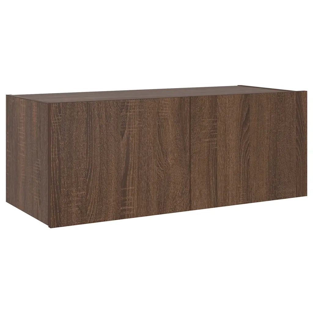 Mobile TV a Parete con Luci LED Rovere Marrone 80x35x31 cm 837293