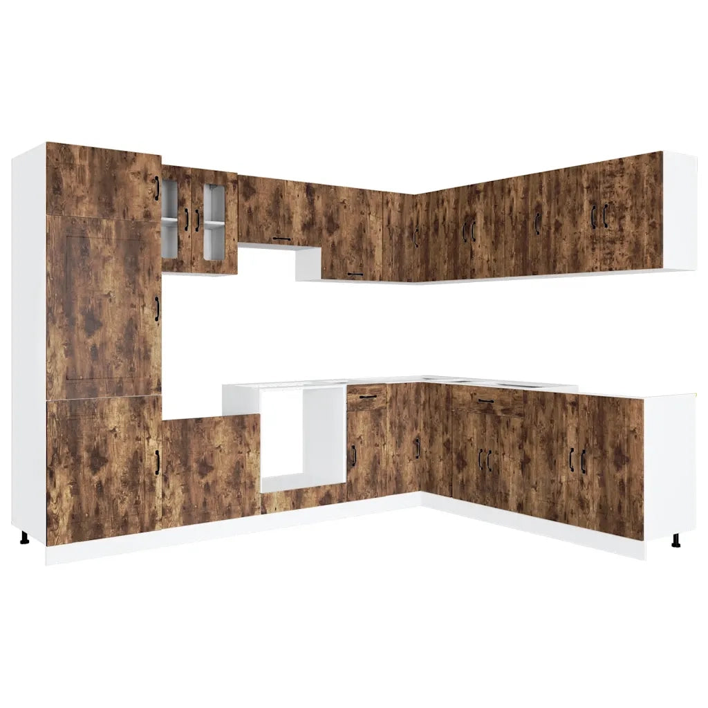 Set Mobili da Cucina 14 pz Kalmar Rovere Fumo Legno Multistrato 3314976