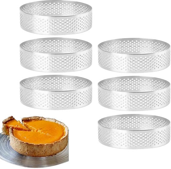 Anelli per torta - 6 pezzi - Ø 8 cm*2 cm*0.8 mm - Acciaio inossidabile - Forma per torta - Forma per dolci - Forma per mousse - Utili per la cottura di muffins, torte, biscotti
