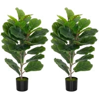 Set di 2 piante artificiali per interni alte 80 cm con vaso in plastica, Verde