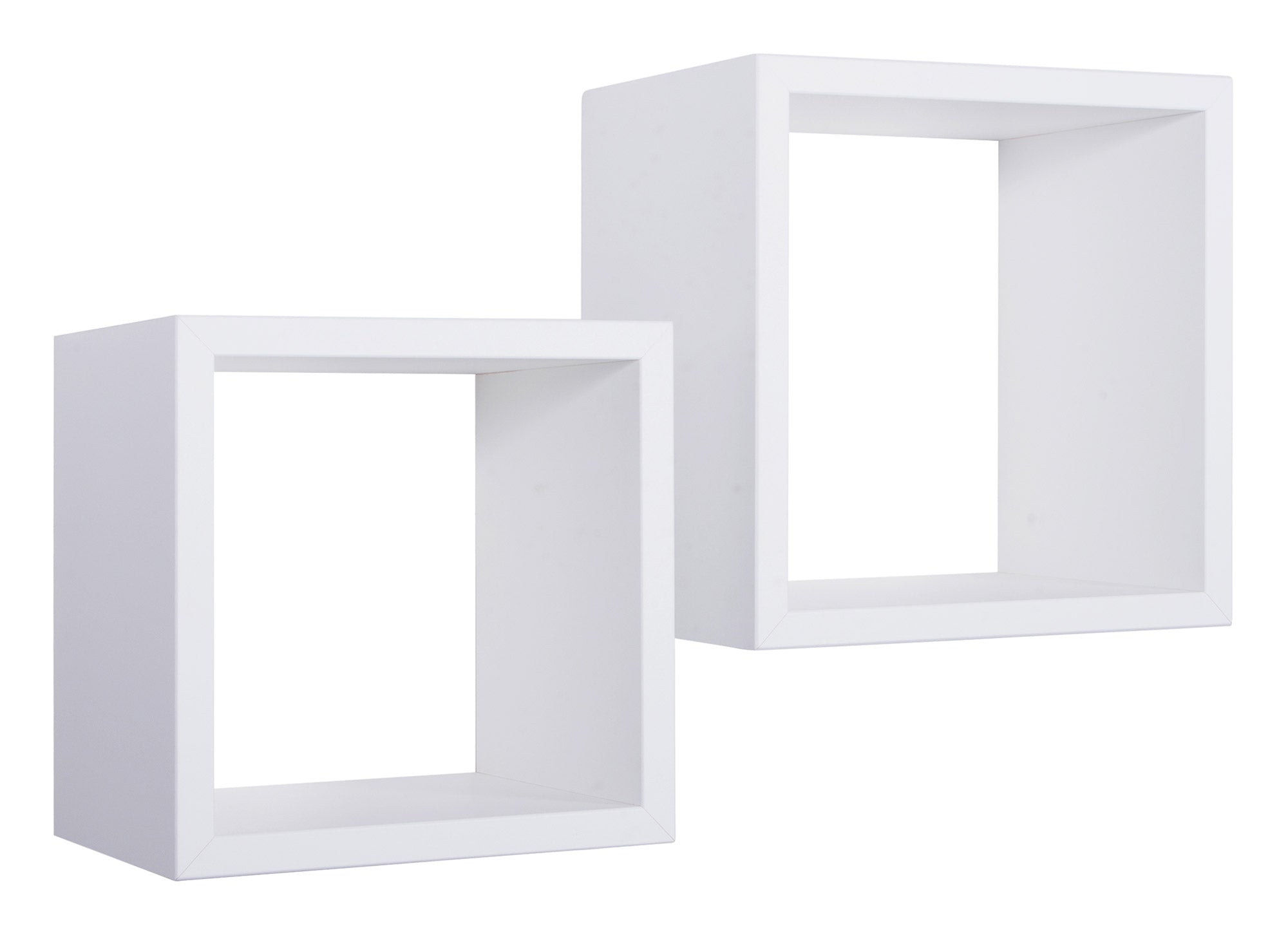 Set 2 Mensole Cubo da Parete Quadrato in Fibra di Legno Q-Bis Maxi Bianco