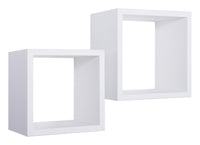 Set 2 Mensole Cubo da Parete Quadrato in Fibra di Legno Q-Bis Maxi Bianco